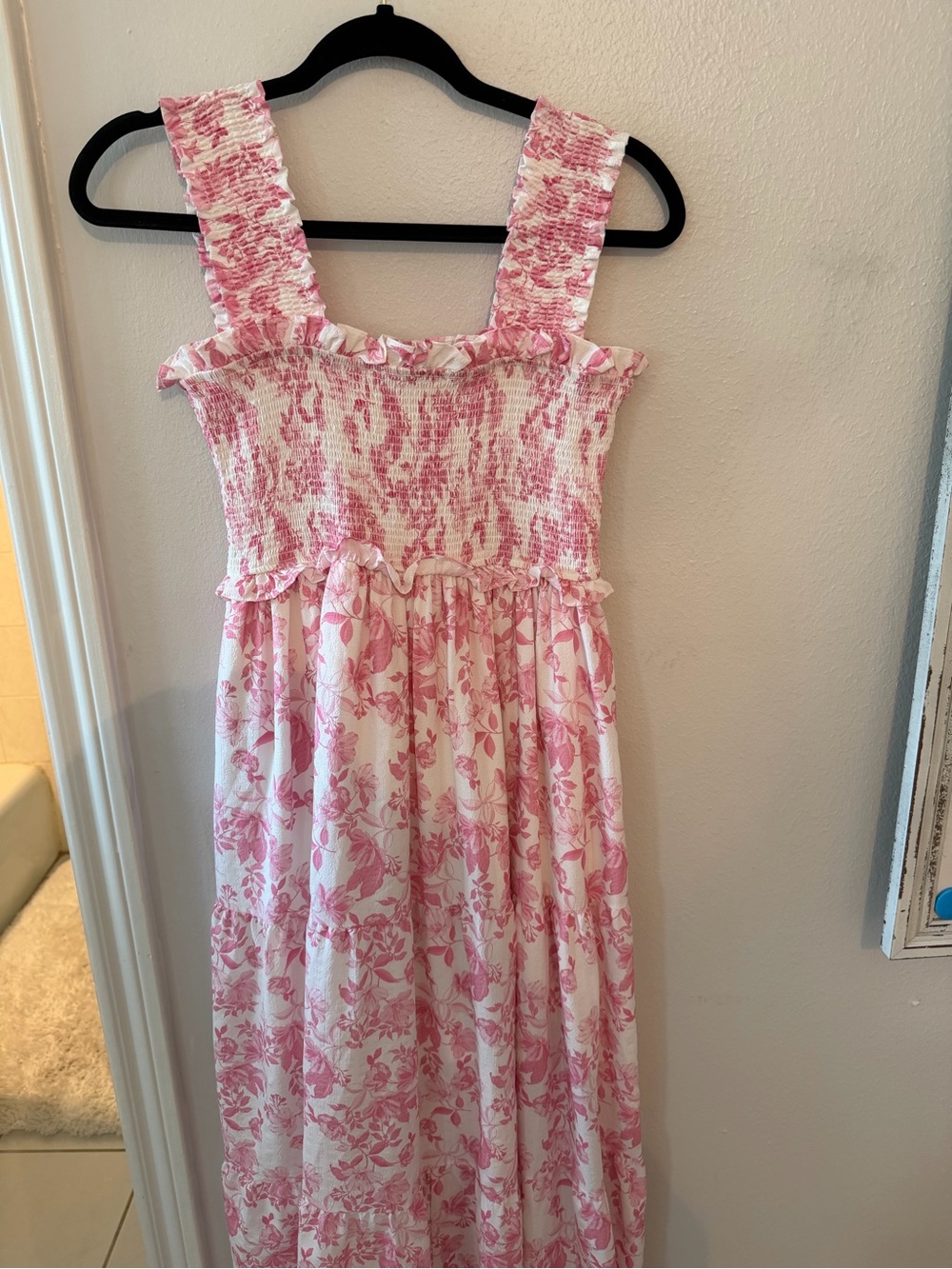 Altar'd State Pink and White Floral Smocked Maxi Dress - Picture 4 of 4